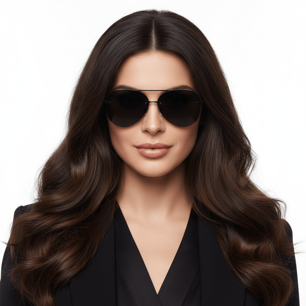 Smaller Megan 2 Jet Black- Aviator Sunglasses - Robbi & Angel