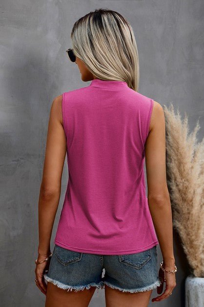 Solid Cold Cut Out Shoulder Sleeveless Top - Robbi & Angel