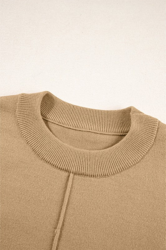 Solid Front Center Seam Drop Shoulder Sweater - Robbi & Angel