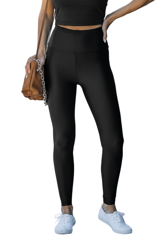 Solid High Waist Tight Leggings - Robbi & Angel