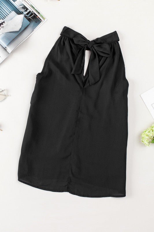 Solid Keyhole Halter Neck Sleeveless Tank Top - Robbi & Angel