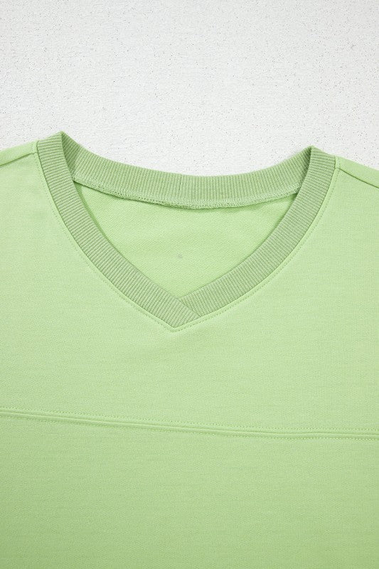 Solid Loose V - Neck Tee & Drawstring Shorts Set - Robbi & Angel