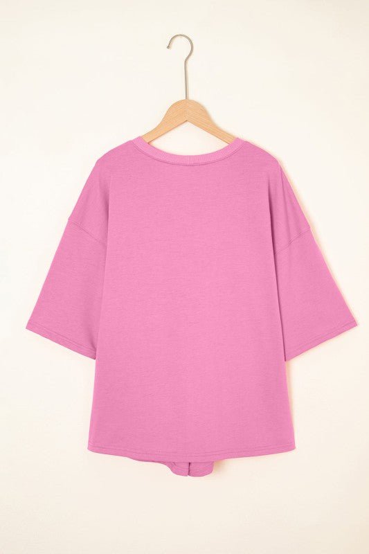 Solid Loose V - Neck Tee & Drawstring Shorts Set - Robbi & Angel