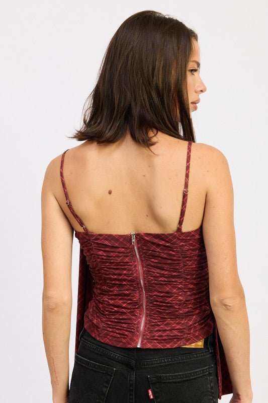 SPAGHETTI STRAP TOP WITH SCARF AND BACK ZIPPER - Robbi & Angel