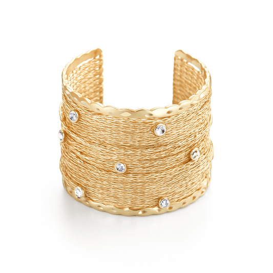 Sparkling Rhinestone Layered Mesh Open Bracelet - Robbi & Angel