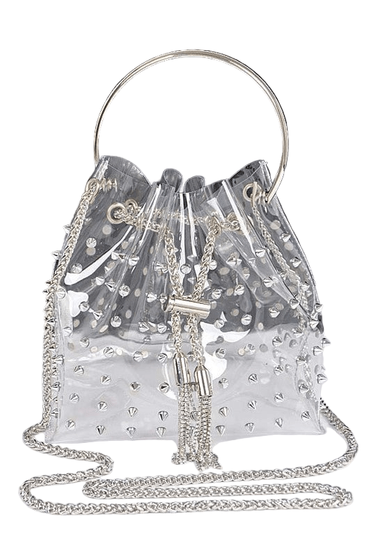 Studded Cleared Top Handle PVC Clutch Bag - Robbi & Angel