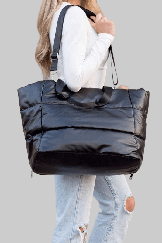Oversized Stylish Metallic Puffer Tote - Robbi & Angel