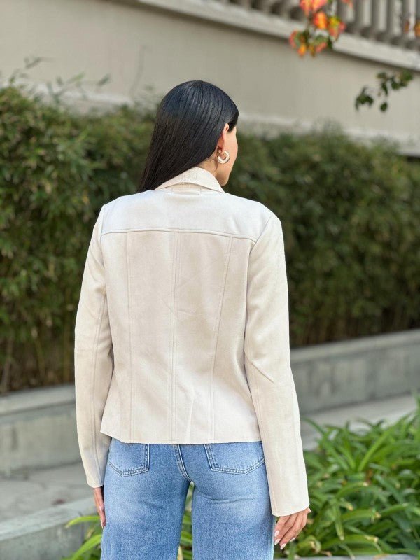 Suede Women's Biker Zip Up Jacket with Pockets - Robbi & Angel