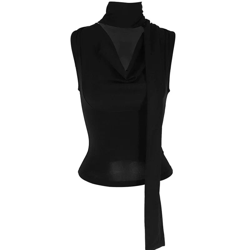 Tank V-Neck Bandage Top with Scarf - Robbi & Angel