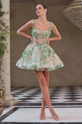 Taylor Short Sequin Floral Print A-Line Dress - Robbi & Angel