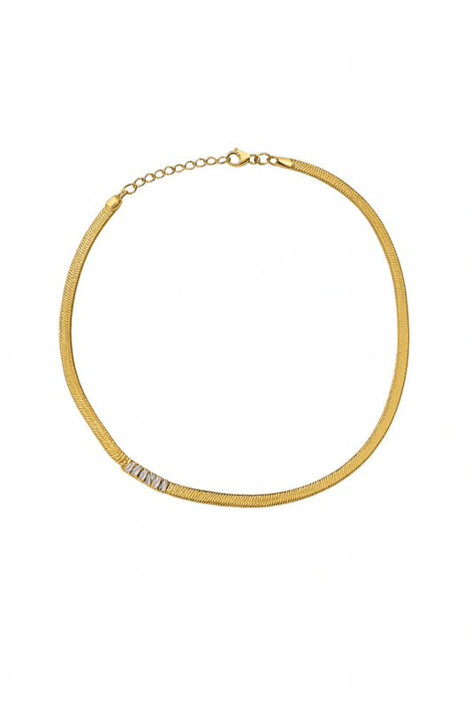 The Adriana: Herringbone Baguette Necklace - Robbi & Angel