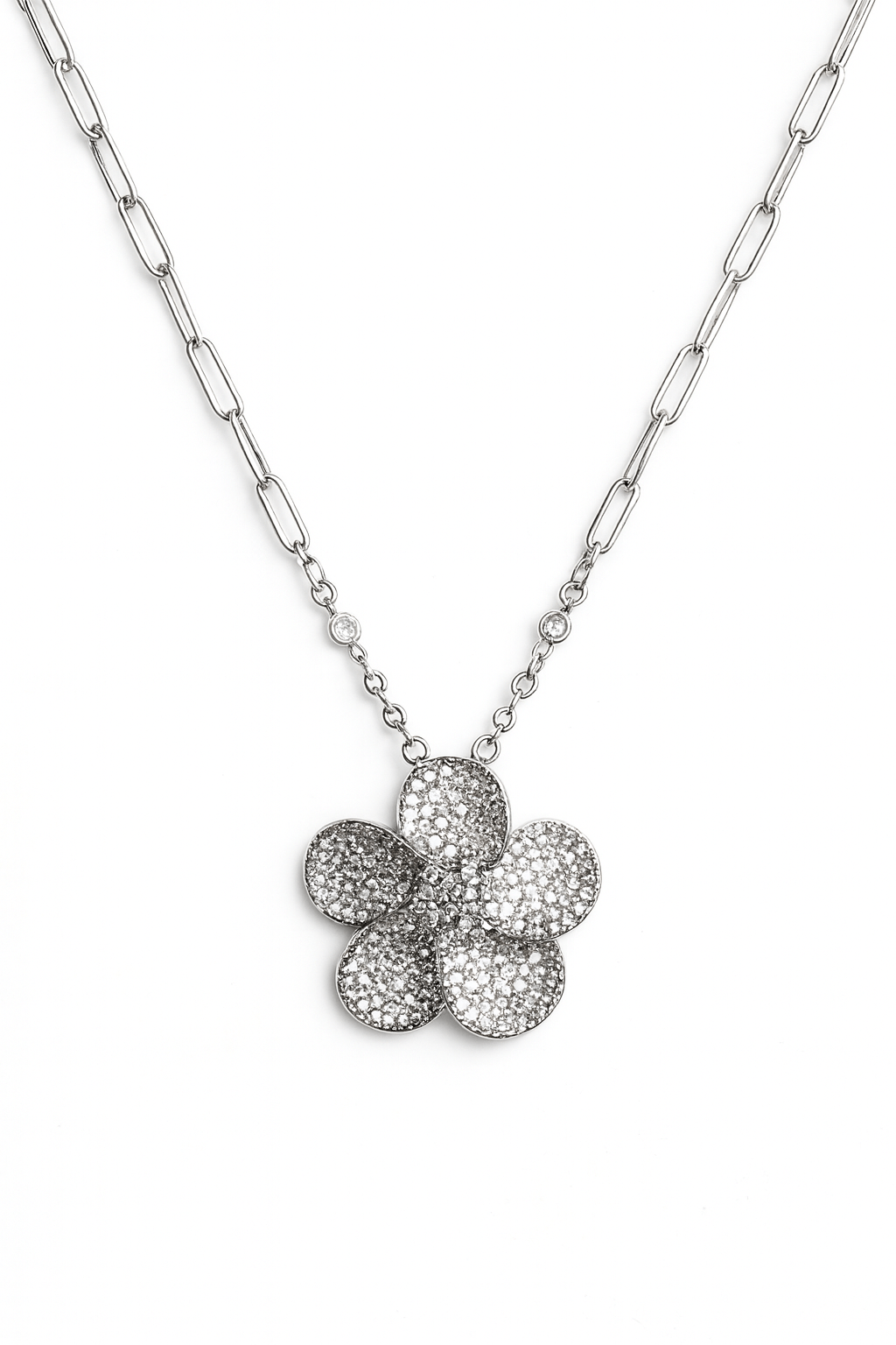 The Angelee: Crystal Bloom Paper Clip Necklace - Robbi & Angel