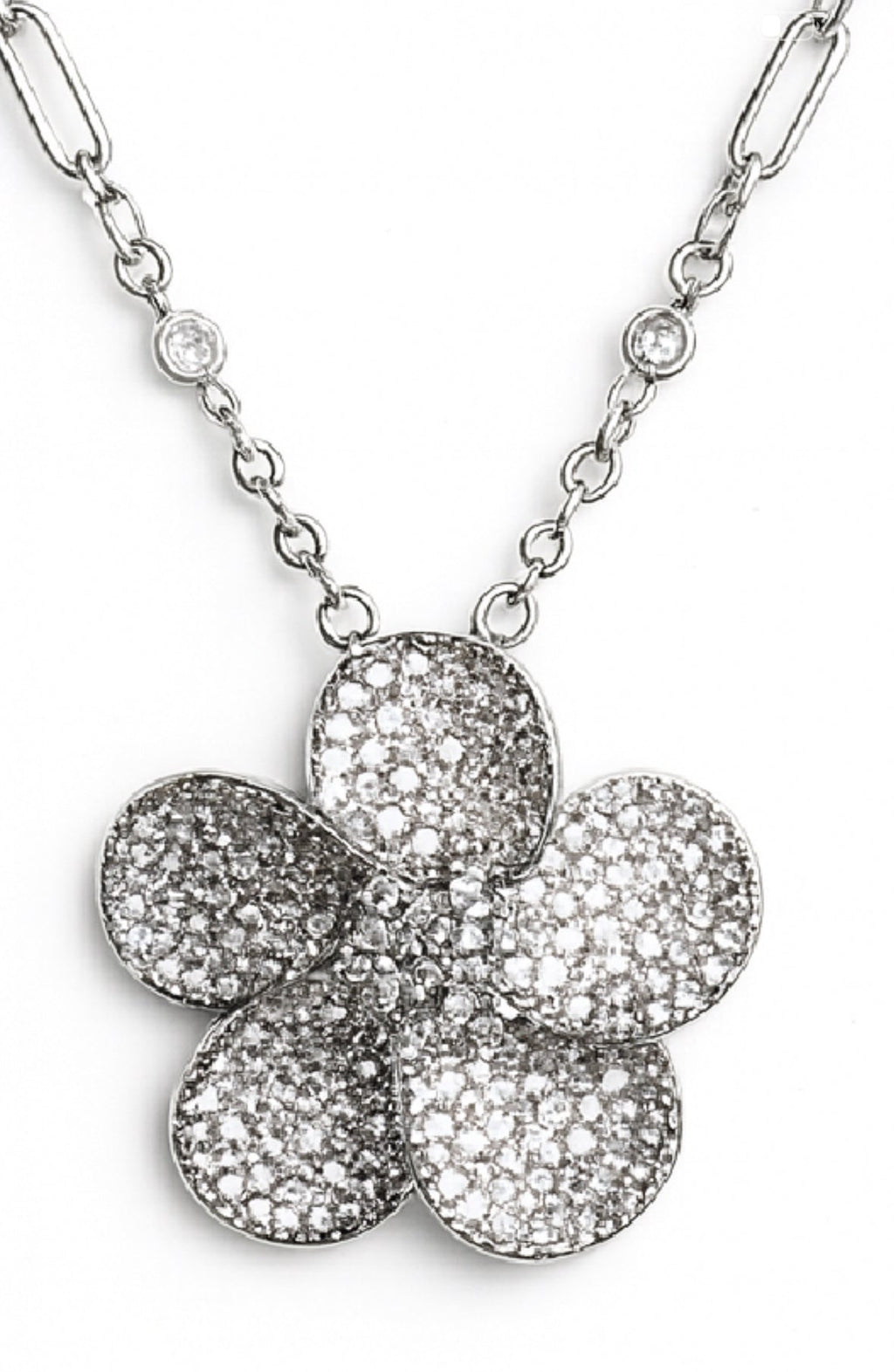 The Angelee: Crystal Bloom Paper Clip Necklace - Robbi & Angel