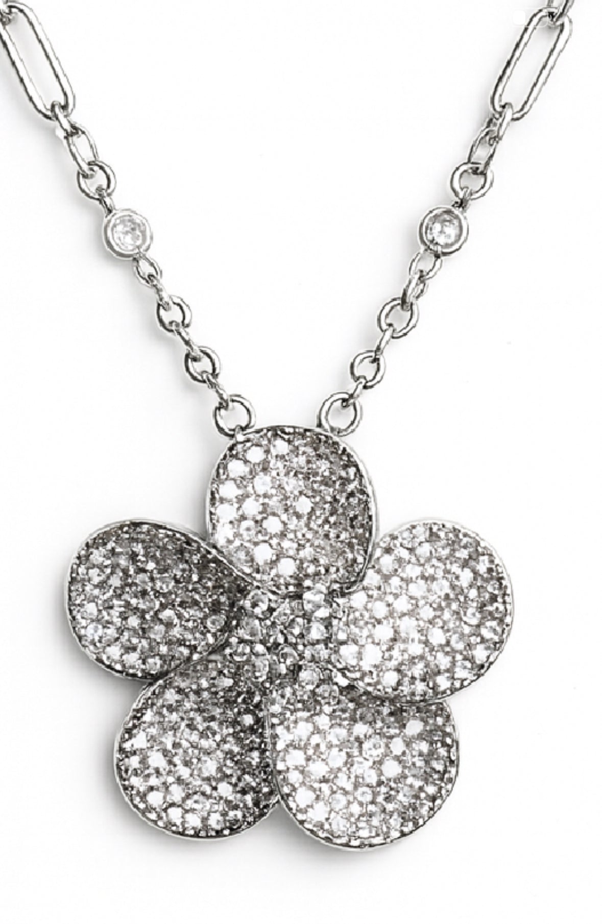 The Angelee: Crystal Bloom Paper Clip Necklace - Robbi & Angel