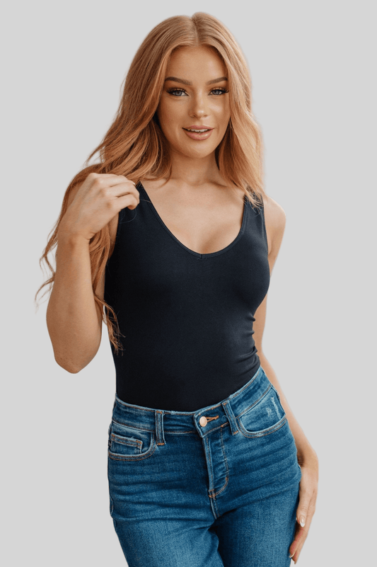 The Basics Bodysuit In Black - Robbi & Angel