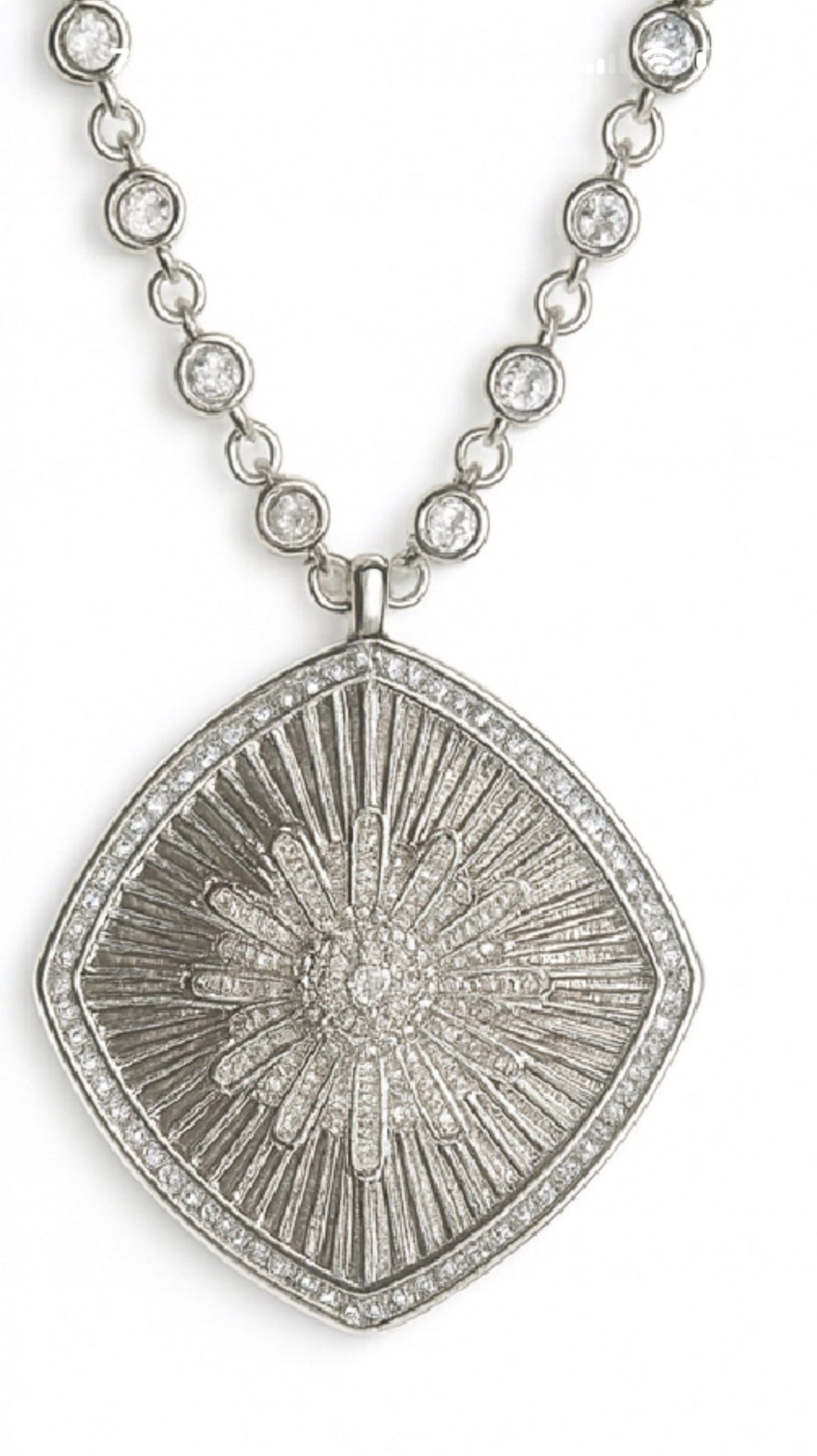 The Emma: Shimmering Silver Sunburst Pendant Necklace - Robbi & Angel