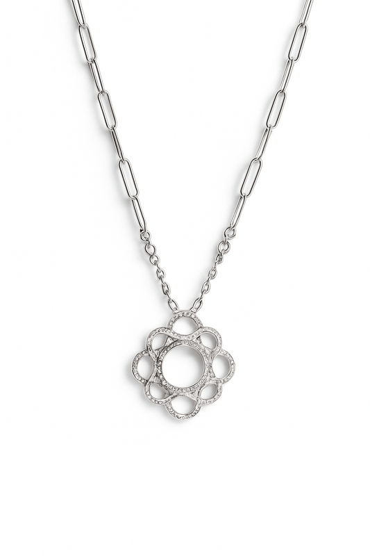 The Jessica: Silver Petal Halo Necklace - Robbi & Angel
