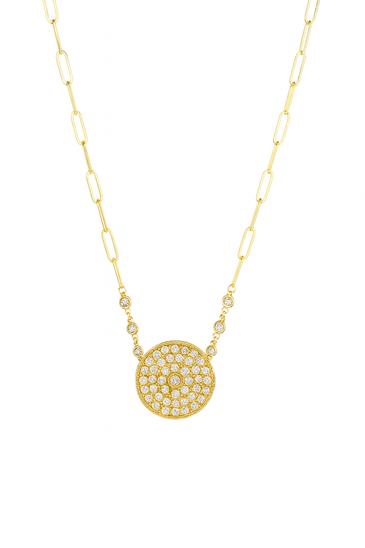 The Julianna: Pavé Crystal Medallion Necklace - Robbi & Angel