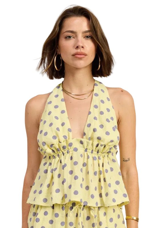 TIE BACK HALTER TOP WITH RUFFLE DETAIL - Robbi & Angel