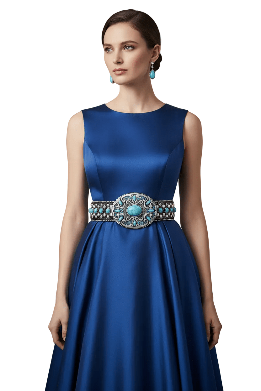 Turquoise Buckle Mix Studs Western Belt - Robbi & Angel