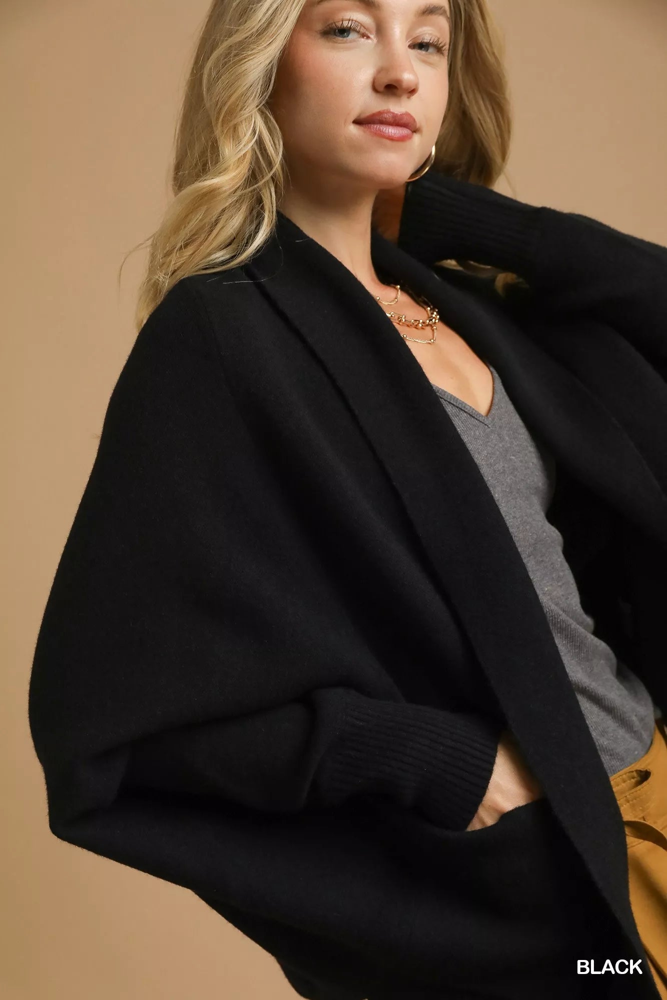 Umgee Open Front Cardigan with Front Pockets - Robbi & Angel