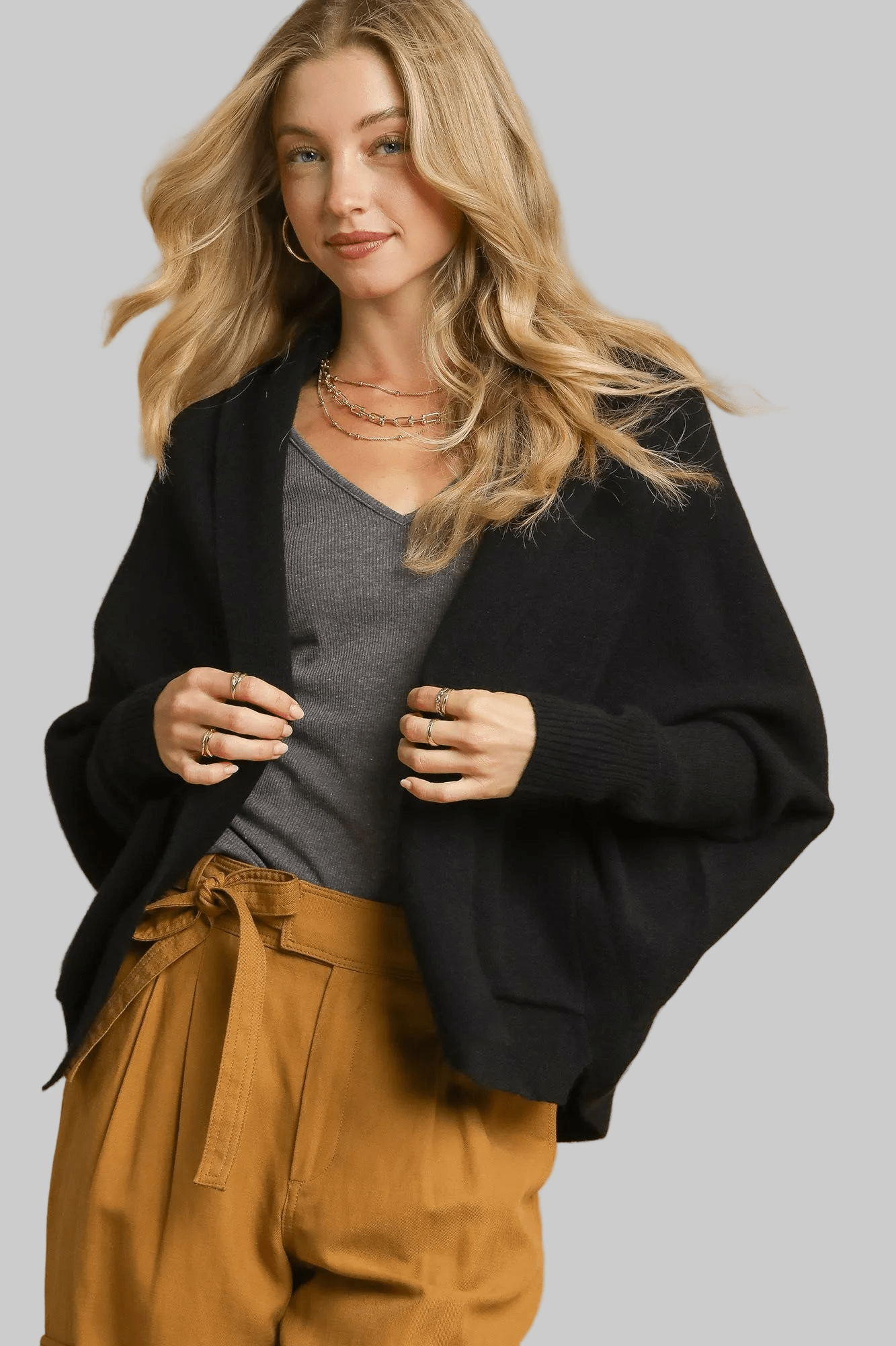 Umgee Open Front Cardigan with Front Pockets - Robbi & Angel