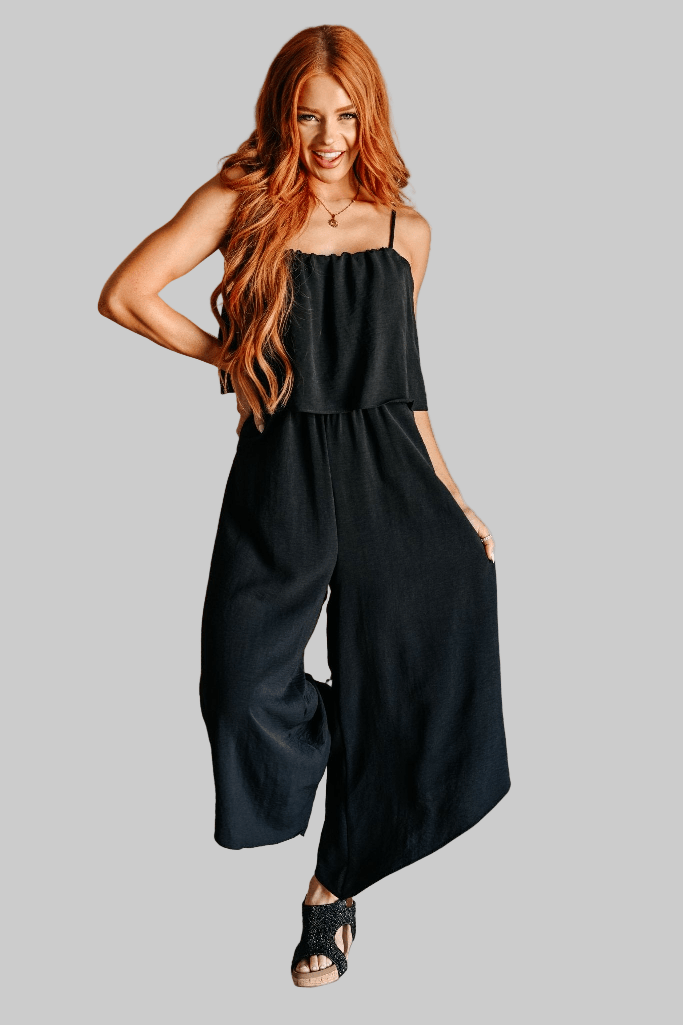 When All is Said and Done Spaghetti Strap Jumpsuit - Robbi & Angel