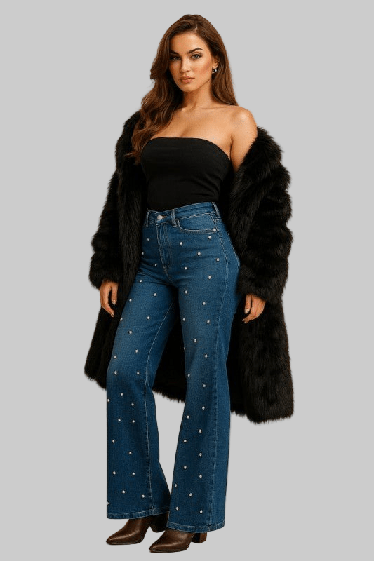 Wide Leg Jean with front studded detail - Robbi & Angel