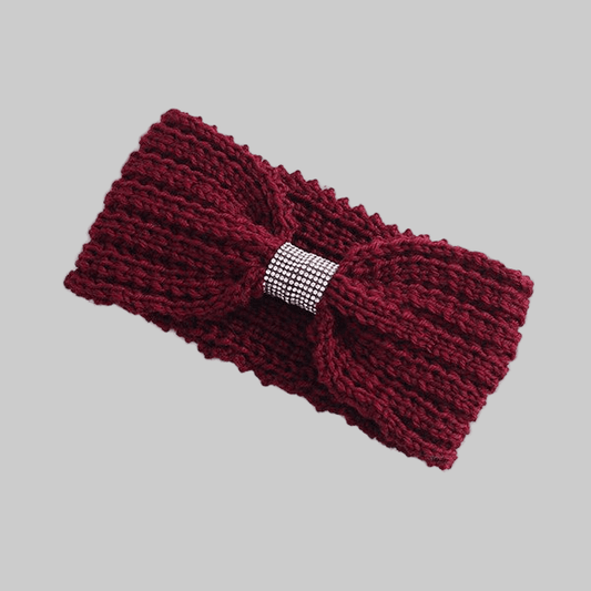 WINTER RHINESTONE BOW KNITTED HEAD BAND - Robbi & Angel