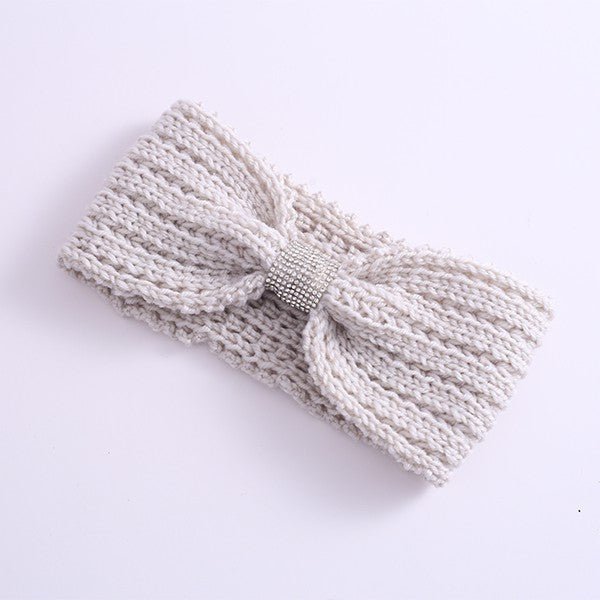 WINTER RHINESTONE BOW KNITTED HEAD BAND - Robbi & Angel