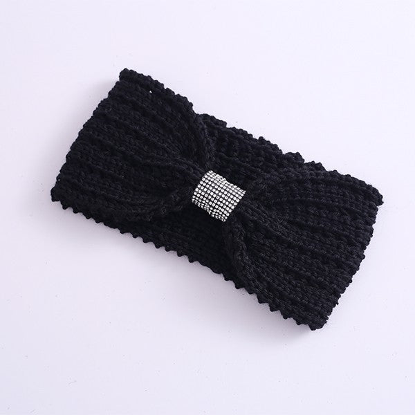 WINTER RHINESTONE BOW KNITTED HEAD BAND - Robbi & Angel