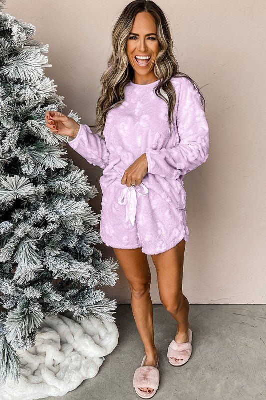 Women Fleece Loose Two Piece Lounge Set - Robbi & Angel
