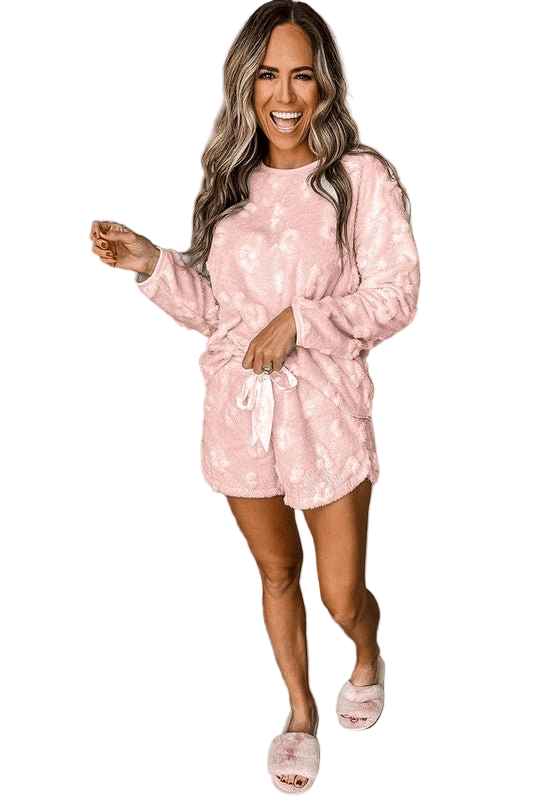 Women Fleece Loose Two Piece Lounge Set - Robbi & Angel