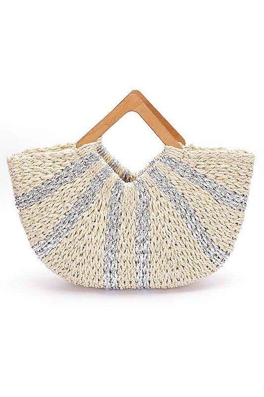 Woven Faux Straw Round Handle Basket Tote - Robbi & Angel