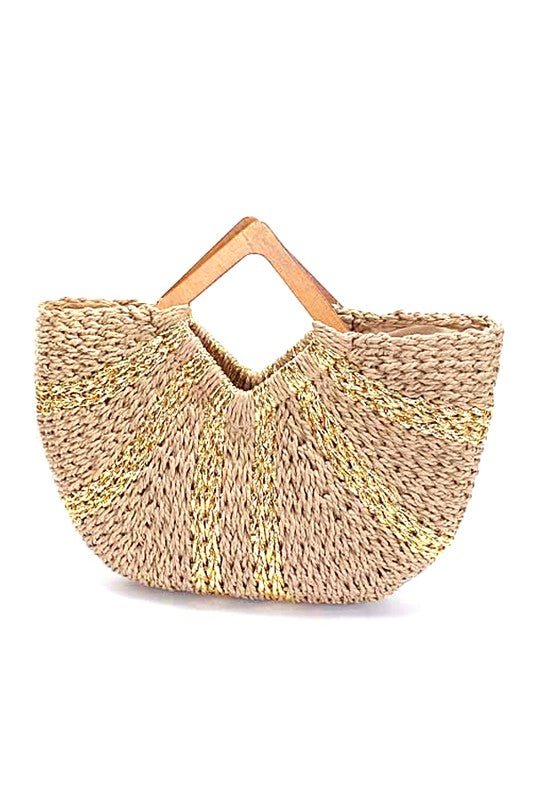 Woven Faux Straw Round Handle Basket Tote - Robbi & Angel
