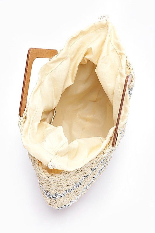 Woven Faux Straw Round Handle Basket Tote - Robbi & Angel
