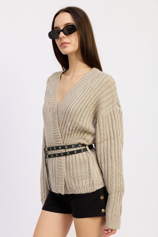 WRAPPED CARDIGAN WITH BELT - Robbi & Angel