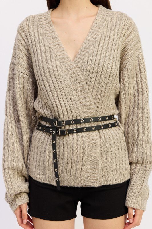 WRAPPED CARDIGAN WITH BELT - Robbi & Angel