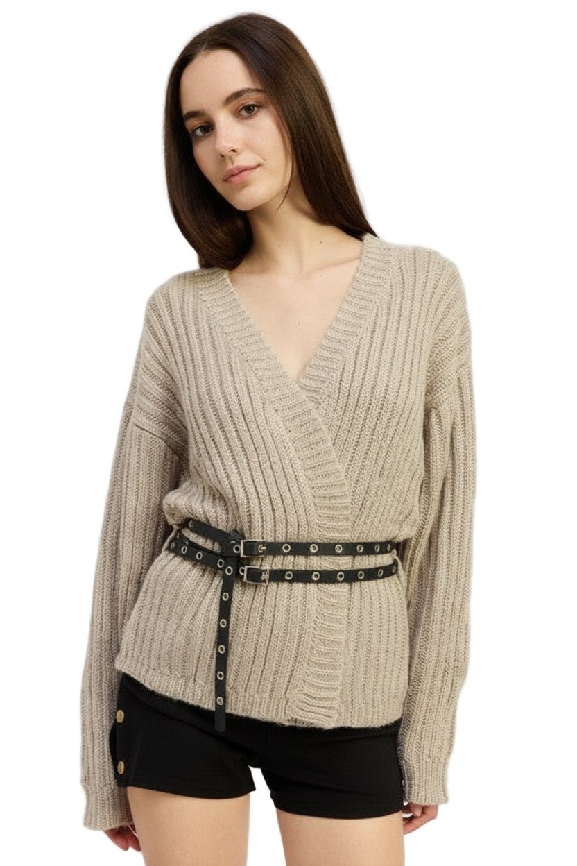 WRAPPED CARDIGAN WITH BELT - Robbi & Angel