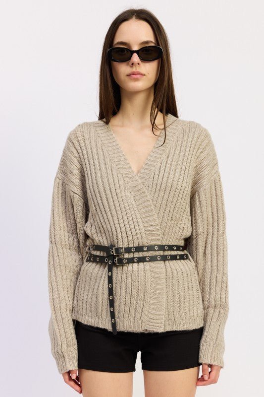 WRAPPED CARDIGAN WITH BELT - Robbi & Angel
