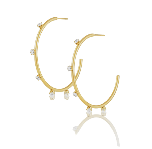 Zara CZ Crystal Gold Hoop Earrings - Robbi & Angel