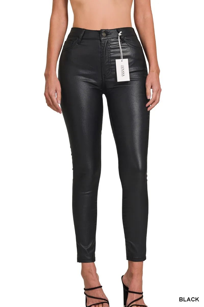 Zenana Faux Leather Stretch Skinny Pants - Robbi & Angel