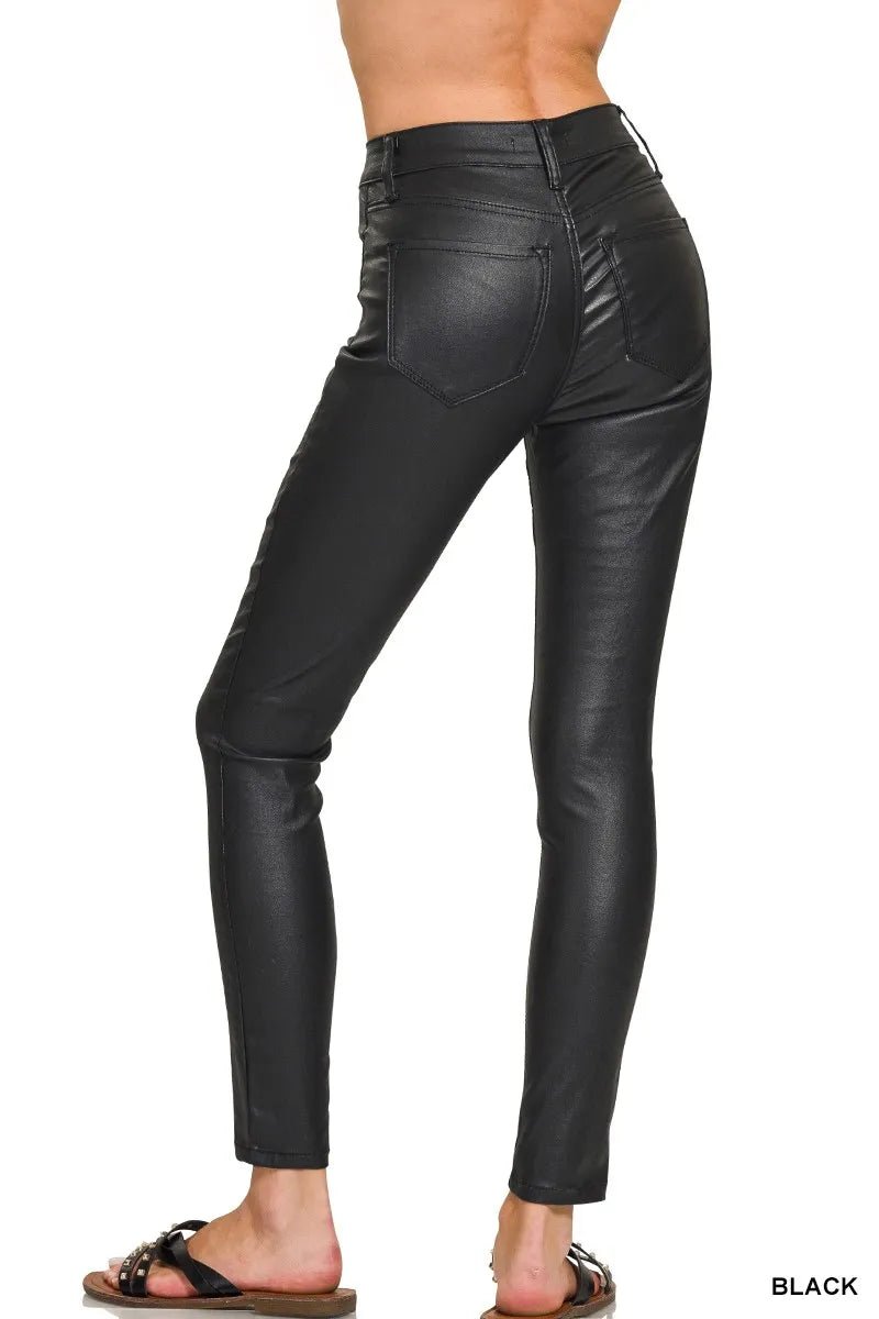 Zenana Faux Leather Stretch Skinny Pants - Robbi & Angel
