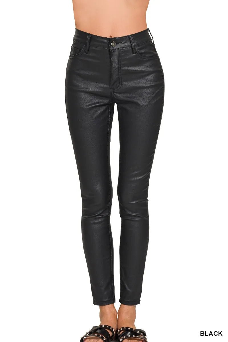 Zenana Faux Leather Stretch Skinny Pants - Robbi & Angel