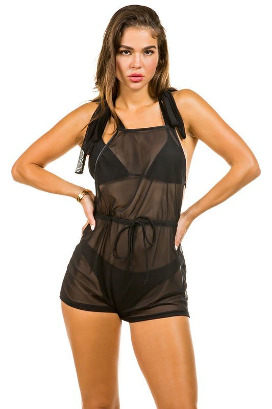 Two piece swimsuit with jumpsuit coverup