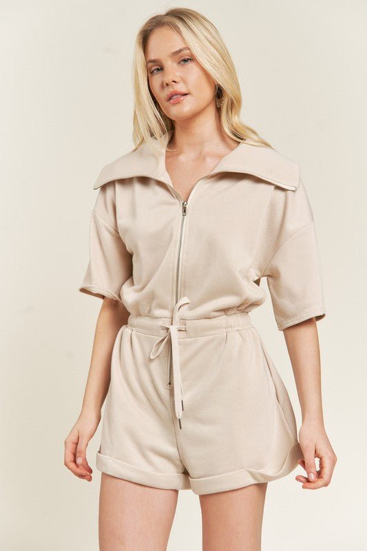 TERRY ZIP FRONT ROMPER - Robbi & Angel