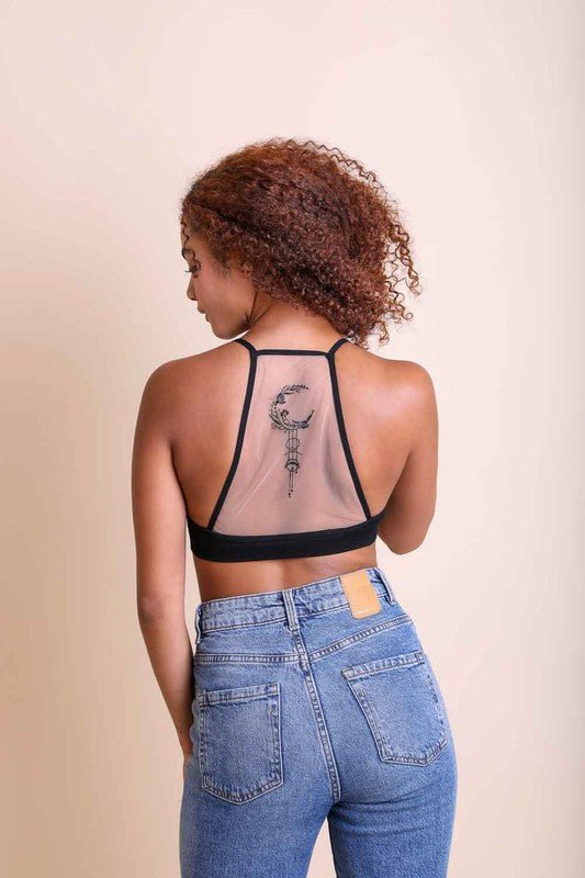 Crescent Moon Dream Catcher Tattoo Mesh Bralette - Robbi & Angel