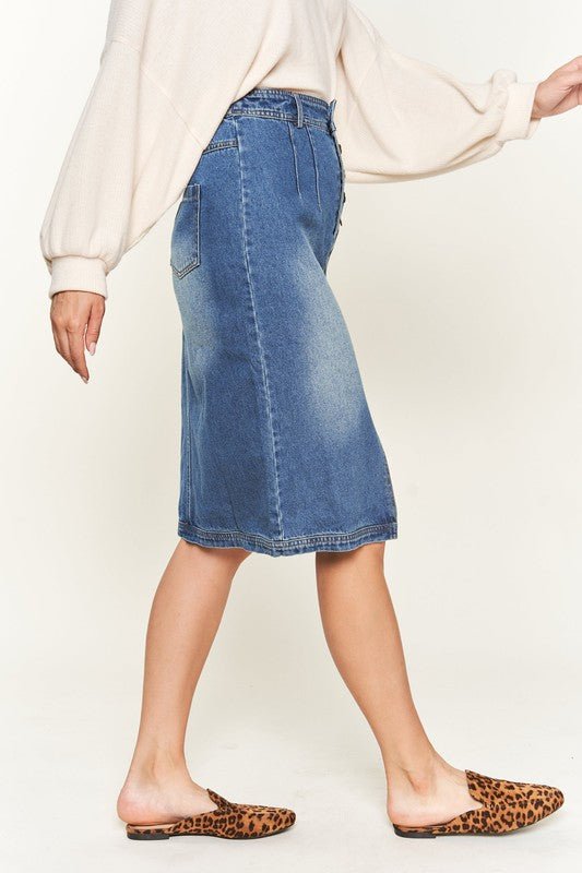 Denim button down front midi skirt JBJ1077 - Robbi & Angel