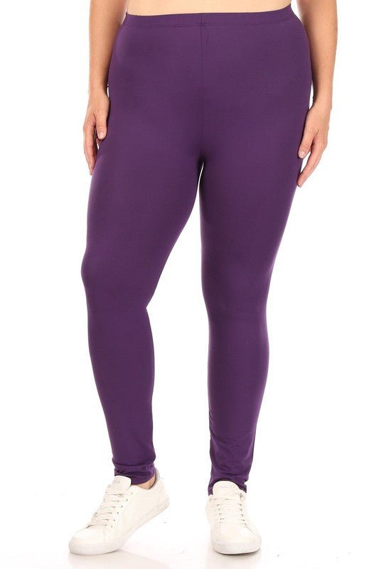 Plus Solid high rise Fitted leggings - Robbi & Angel