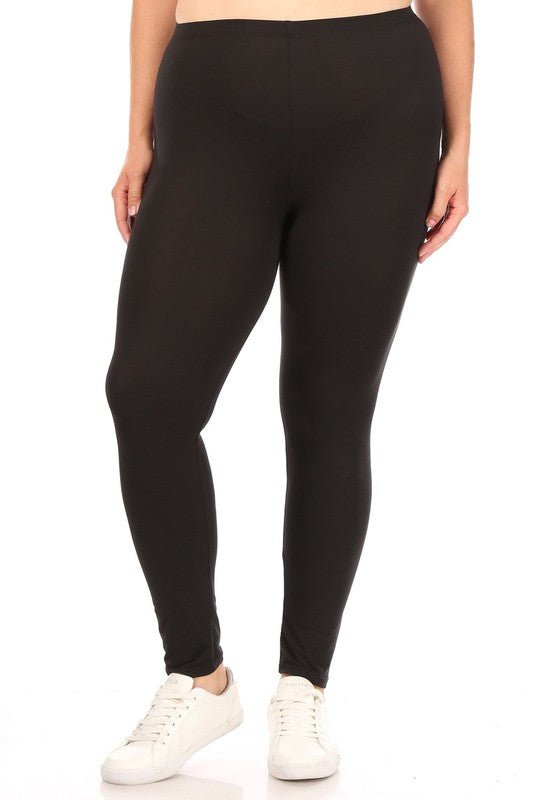 Plus Solid high rise Fitted leggings - Robbi & Angel